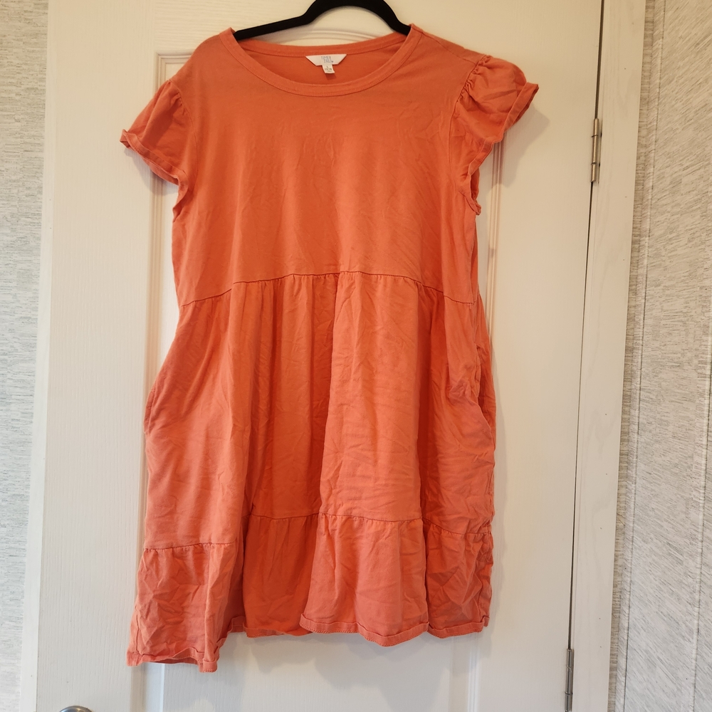 Time and Tru Women's Coral Midi Dress Size L Euc